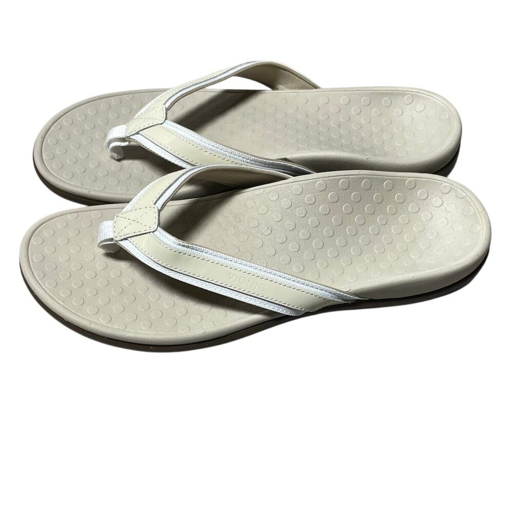 Vionic NWOB Tide Thong Sandal in White Cream Comfort Support Lightweight Size 11